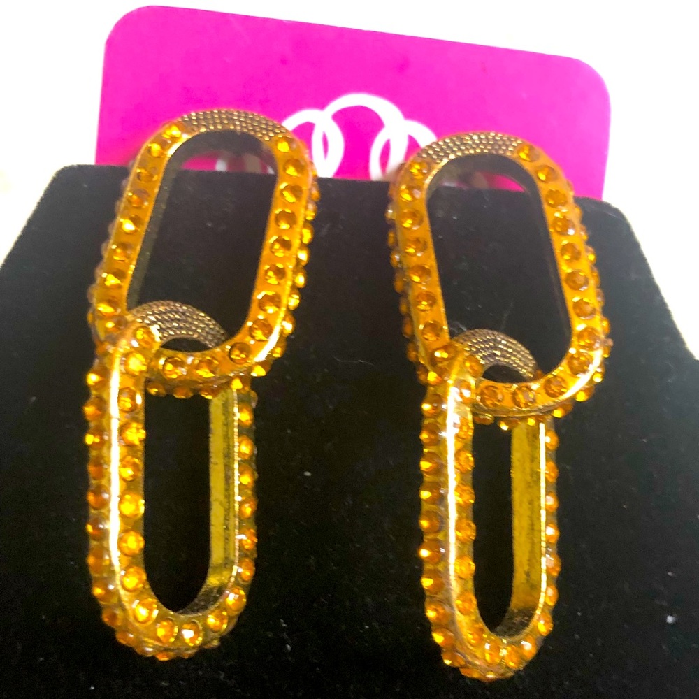 SASSY JONES KENNEDY EARRINGS (Gold Crystals )